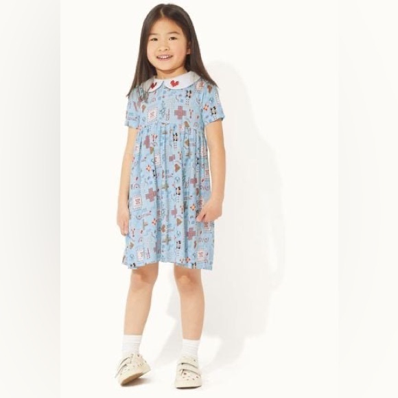 PATCHWORK DITSY SHORT SLEEVE JERSEY DRESS ( new) - Picture 2 of 8